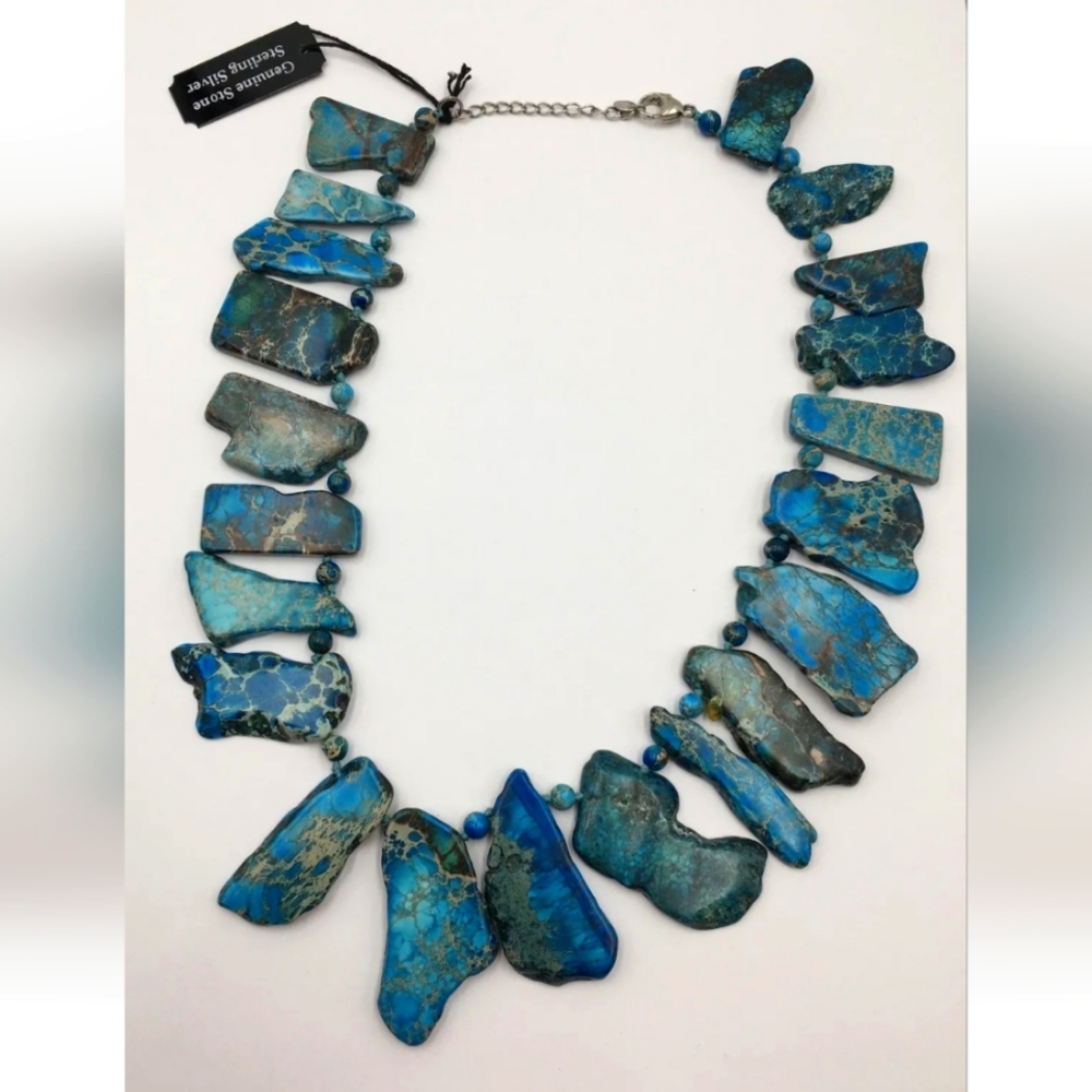 💯 % Authentic  LUC necklace ✨️ sterling silver 925 LUC stamp blue hardstone 22'